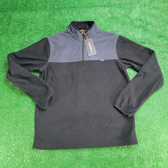 Hawk & Co 1/4 Zip Fleece Pullover Jacket Men's Size Small Black Grey New w/Tags - Picture 1 of 10